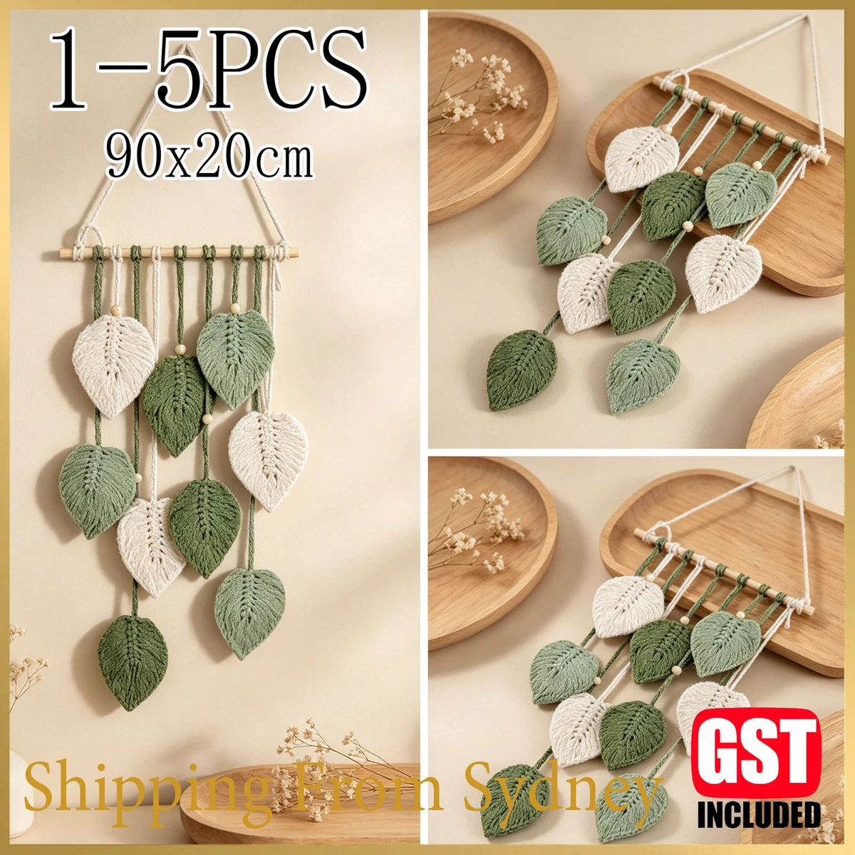 1-5X Wall Hanging Leaf Macrame Cotton Boho Room Home Decor Hand-Woven Aesthetic