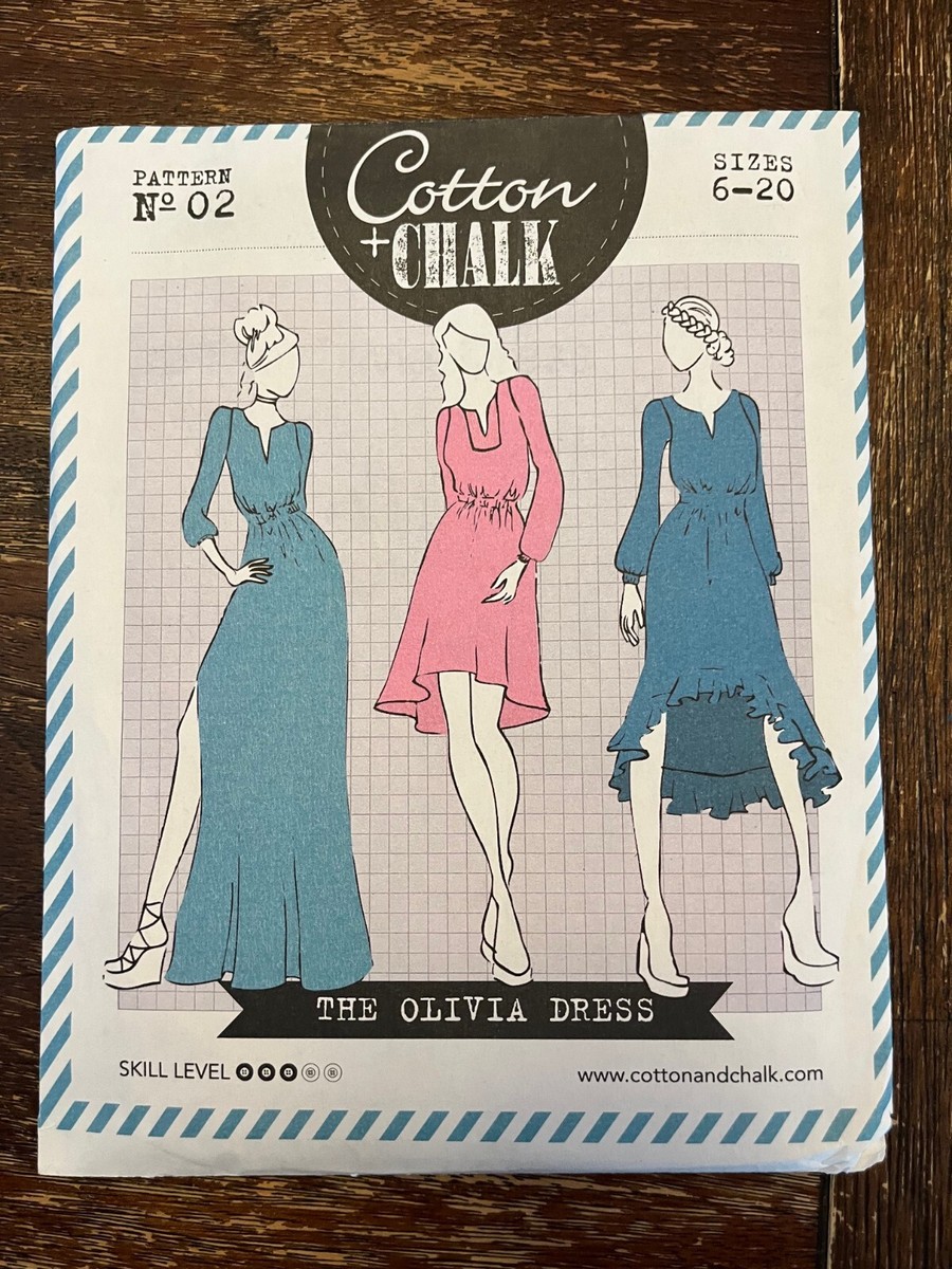 Cotton + Chalk No. 02 UNCUT Sewing Pattern, The Olivia Dress, Misses' Size 6-20