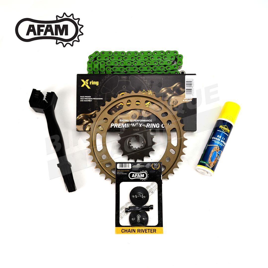 AFAM 520 Green Chain and Sprocket Kit (Alloy Rear) fits Kawasaki