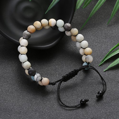 8mm Amazonite Double Row Bracelet for Men Therpay Chakra Stone Bagle Gift Adjust - Picture 7 of 10