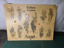 Vintage Phil Sims Tattoo Flash Sheet Art Signed Parlor 9 Birds Tattoos Peacock