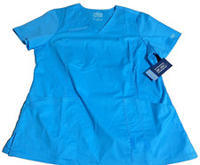 Cherokee Core Stretch Womens Large Blue Scrub Top V Neck NWT Medical Uniform