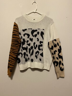 O Stin Women s XL Animal Print Pullover Sweater Wool Blend
