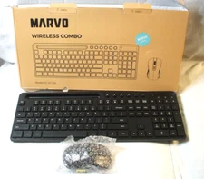 Wireless Keyboard & Mouse Combo, MARVO 2.4G Ergonomic w/ Phone/Tablet Holder New
