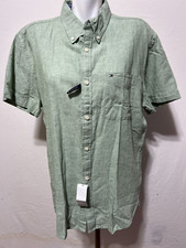 Tommy Hilfiger Men's XL Lt Green Linen Blend Shirt Short Sleeve New NWT