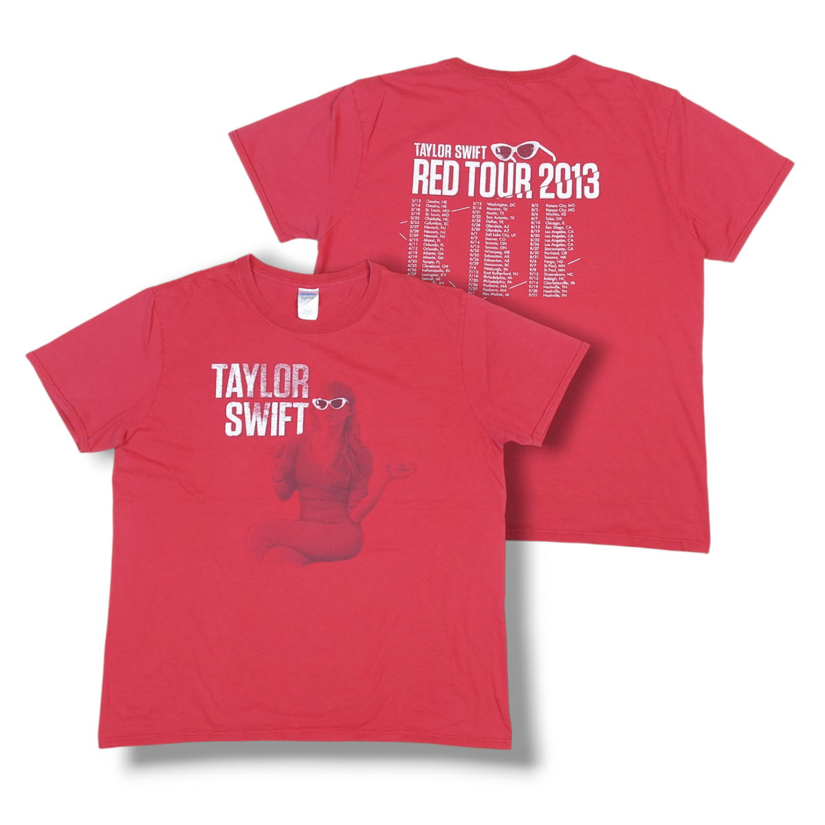 【極希少】Taylor Swift　RED TOUR ツアーグッズ Vintage Taylor Swift Red Tour 2013 Double-Sided Red T-Shirt Size L