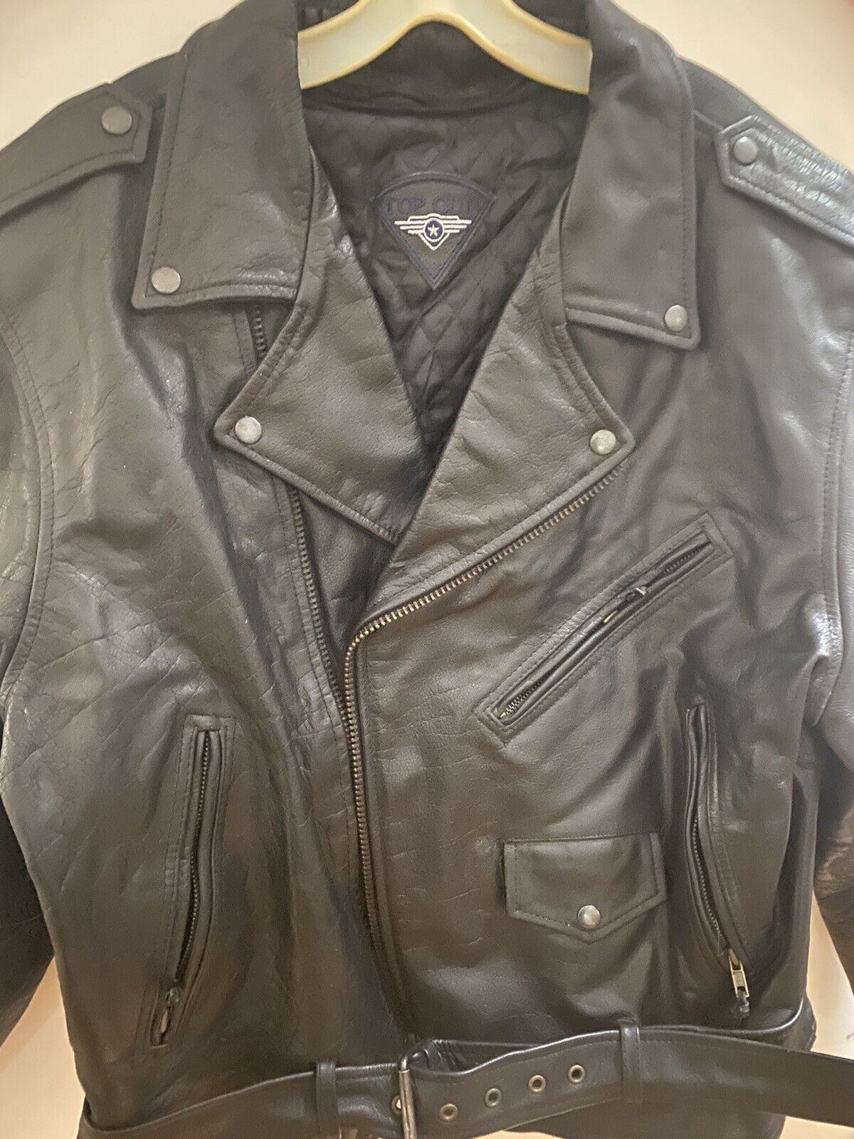 VINTAGE  Motorcycle Official  Top Gun Mens Leather Jacket  XXL