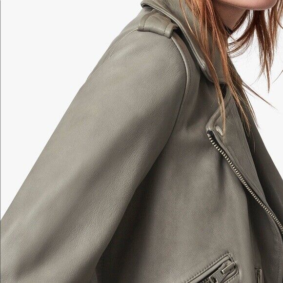 NEW ALLSAINTS Balfern Leather Biker Jacket in gray - Size US NEW ALLSAINTS Balfern Leather Biker Jacket in gray - Size US