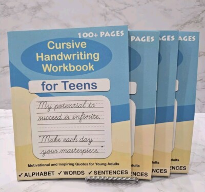 Brand New 100+ Pages Learn Cursive Handwriting Book Class Teens MANY + COMB SHIP