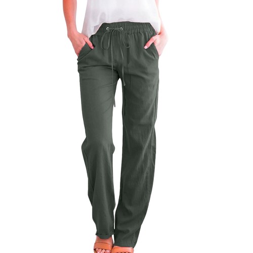 Women High Waisted Wide Leg Pants Casual Drawstring Elastic Trousers Comfy - Picture 7 of 54