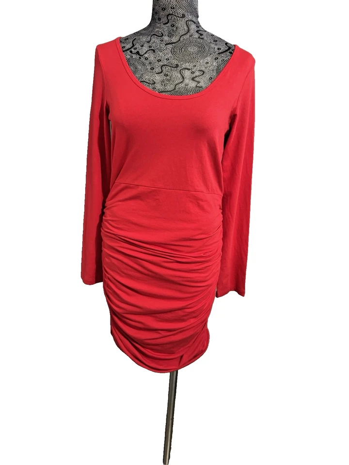 NUEVO SIN ETIQUETAS JAY GODFREY Vestido Maternidad Acanalado ROJO Talla 0 Foto 3 de 3