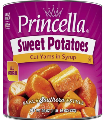 PRINCELLA Sweet Potatoes Cut 'Yams'  in Syrup, real Southern Style 822 gr  USA