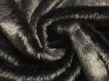 Super Luxury Short Plush Faux Fur Fabric Material BLACK