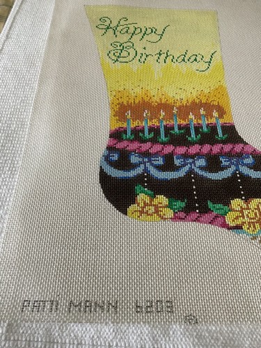 PATTI MANN HP NEEDLEPOINT HAPPY BIRTHDAY STOCKING # 6203 - Picture 4 of 4