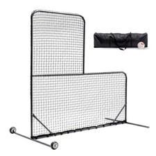 L-Shaped Baseball Netting Baseball Pitching Net Batting Cages Cutouts w/ Wheels