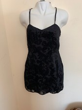 NWT Daniel & Rebecca Spaghetti Strap Black Panyvelvet Coctail Dress SZ.6