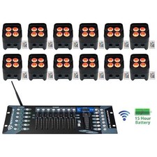  12 Rockville BEST PAR 50 Battery Wash Lights Wireless DMX Controller RGBWA UV