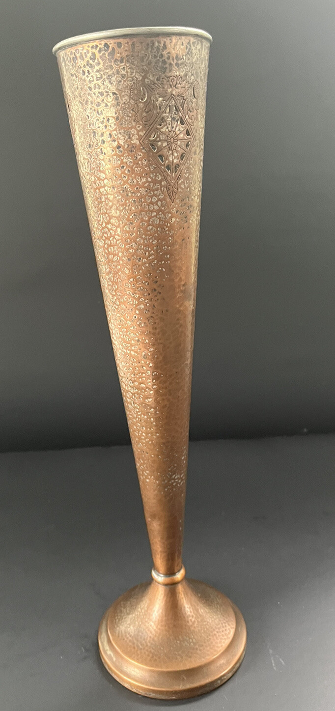 Farber Silvercraft 14.5” Arts & Crafts Hammered Metal Copper Trumpet
