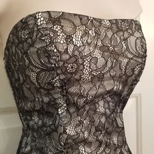 Cream Satin with Black Lace Overlay Bustier Corset Romanic Charlotte Russe SZ S