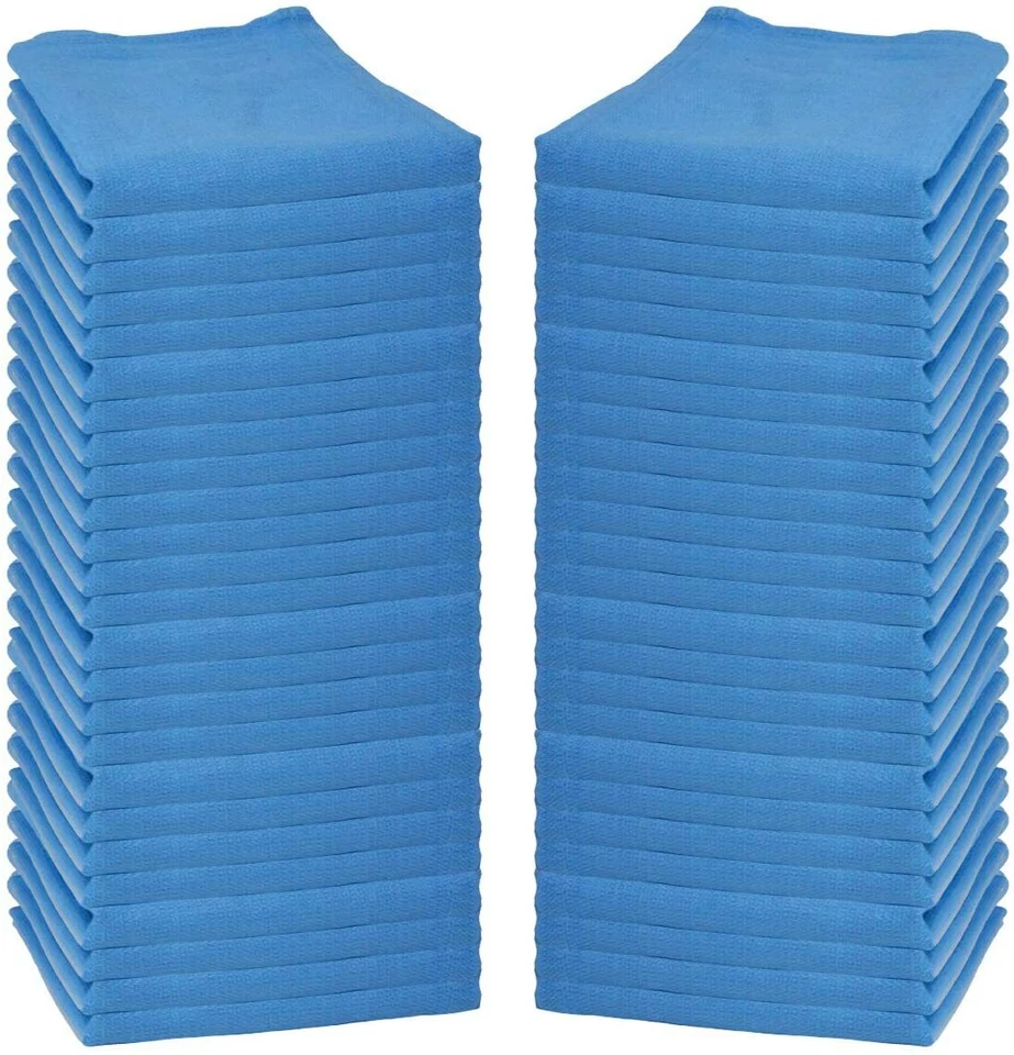 Bolsa de 50 toallas de limpieza Huck - trapos de tela de secado azul reutilizables de algodón 14 x 24 Foto 2 de 4