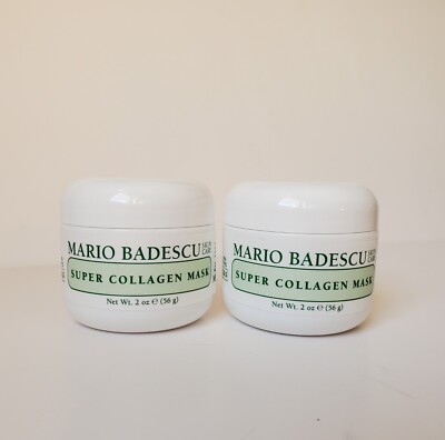 2 Jars Mario Badescu Super Collagen Mask Clay 2oz Each Skin Care Types C, D, S