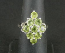 Ring Silver Green Peridot Stones Cluster Sterling 925 Size 5 1/2 Ring 5.5