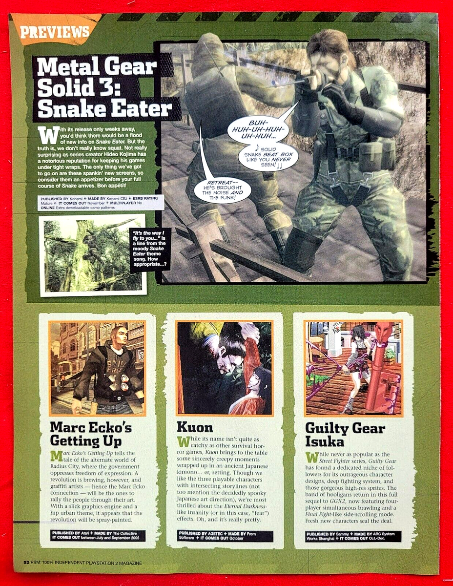 2004 METAL GEAR SOLID 3 Snake Eater Video Game - Promo Art PRINT 