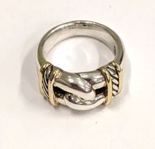David Yurman Sterling Silver and 18K Yellow Gold Ring Size 6.5 ESTATE