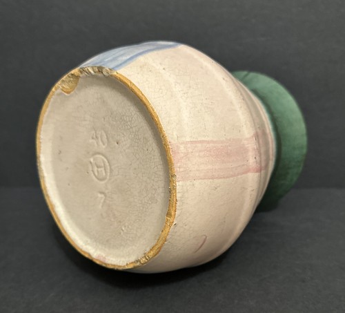 Early Hull Pottery 1920's Vertical Blue Pink Green Stripe Stoneware Vase 40 H 7 - Picture 20 of 24