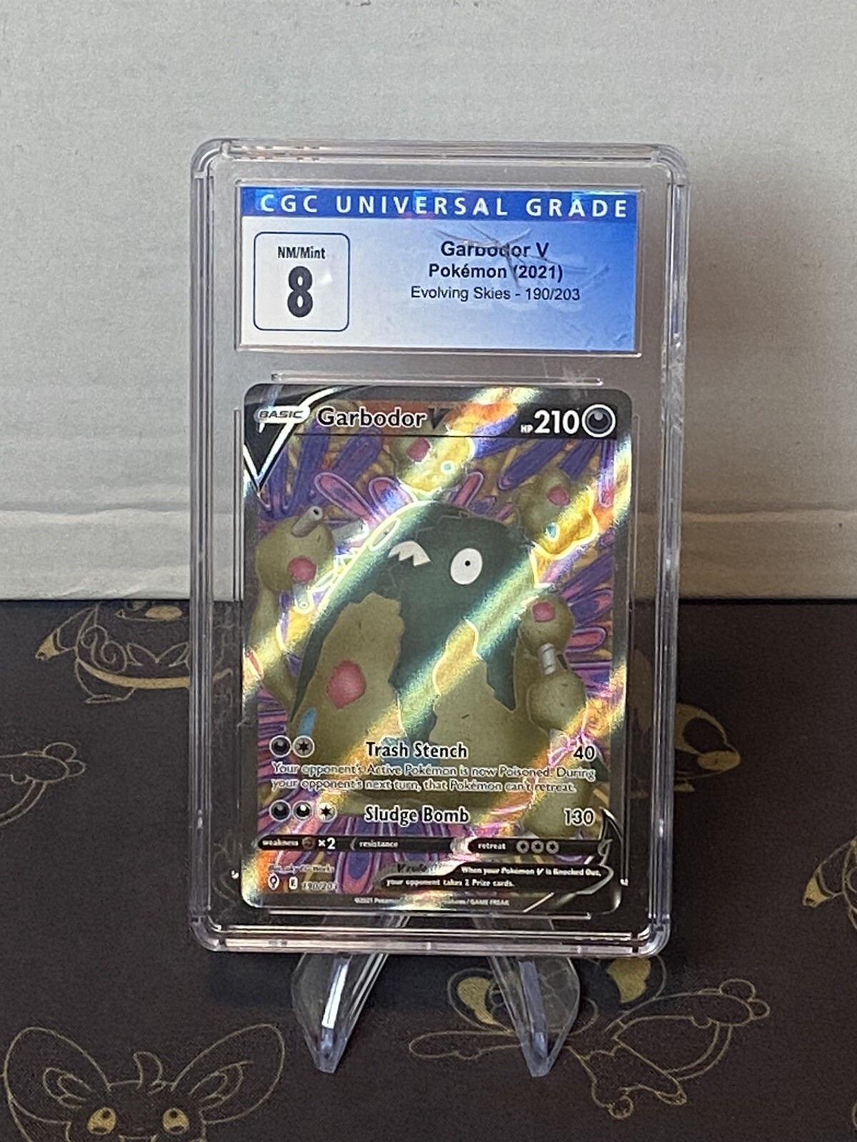 2021 POKEMON SWORD & SHIELD EVOLVING SKIES 190 FULL ART/GARBODOR V CGC Mint 8