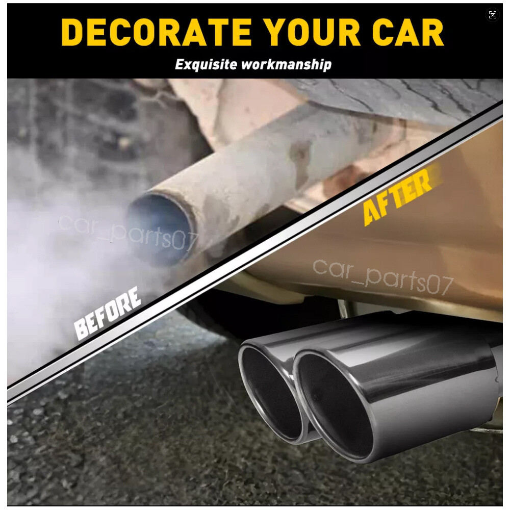 2.5 Inlet Rear Car Dual Exhaust Muffler Tip Tail Pipe Steel For Maserati Ghibli