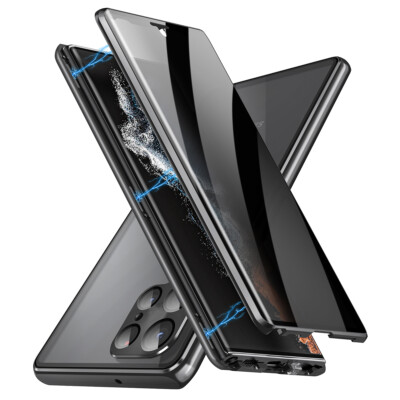 For Samsung S24 Ultra S23 S22 S21 Privacy Anti Spy Magnetic 360 Protective Case