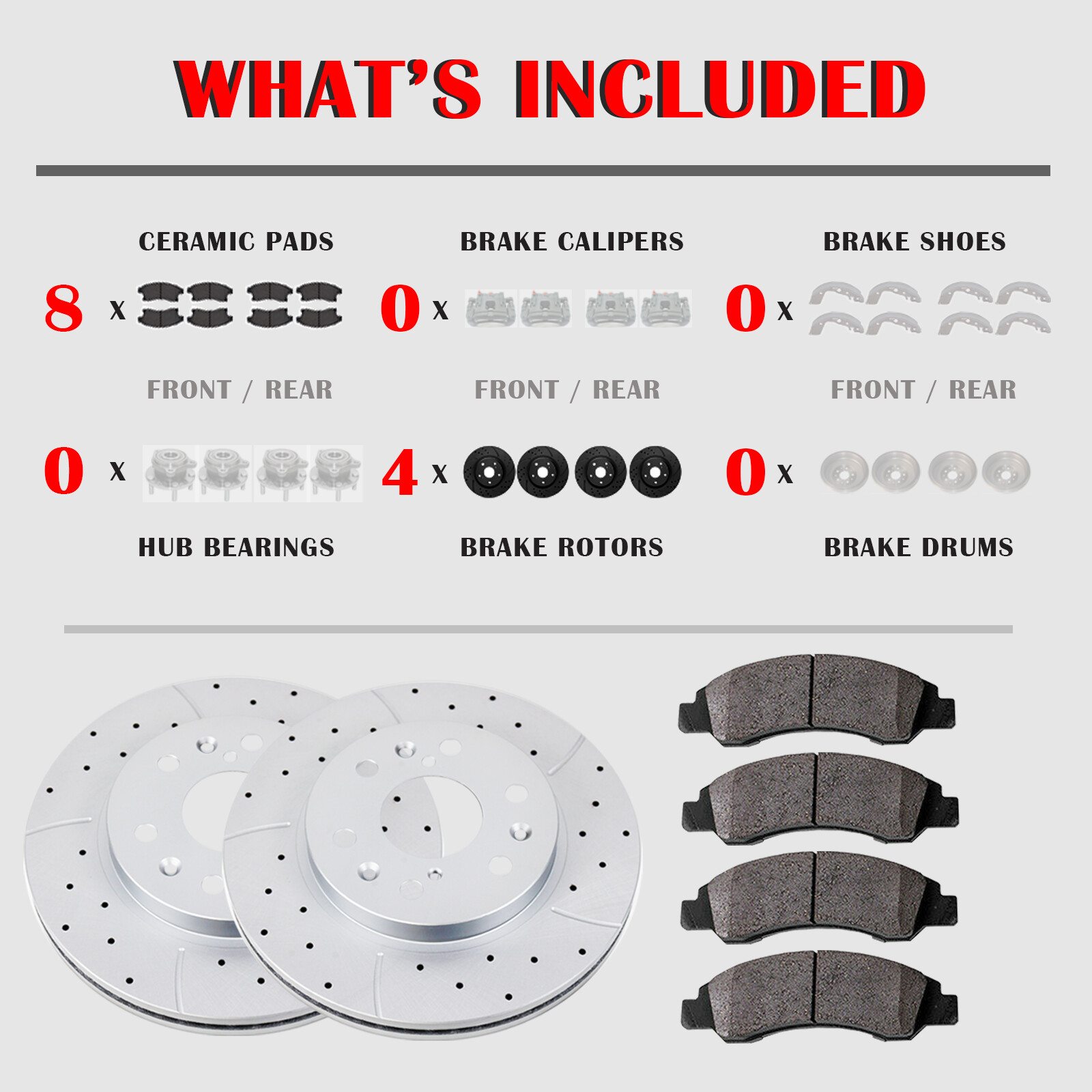 Front Rear Slotted Rotors Brake Ceramic Pads for Honda Odyssey Brakes