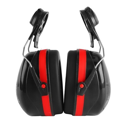 2-Pack Hard Hat Attachment Ear Muffs - Noise Reduction (NRR 22dB), Adjustable Angle, For Construction & Industrial Work (Red)