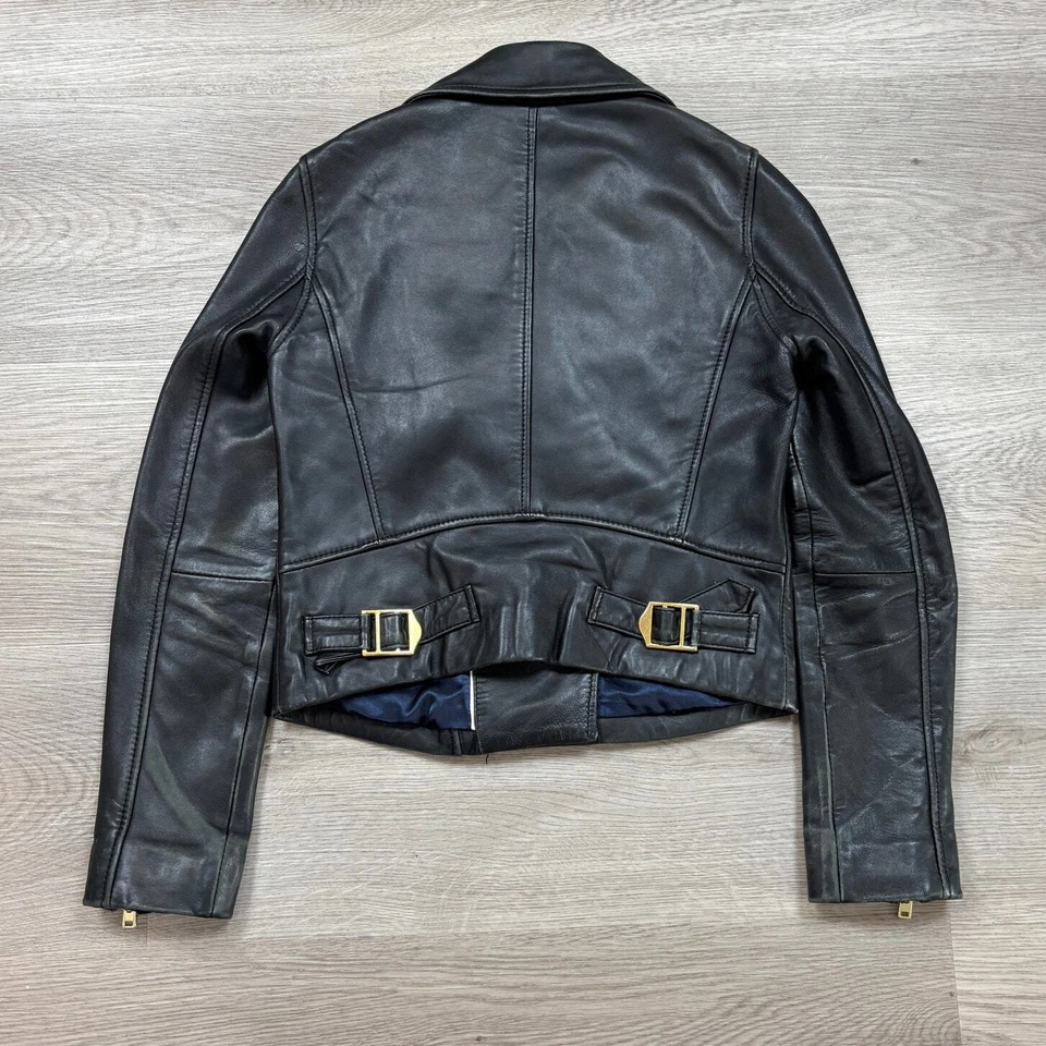 J. Crew Collection Leather Moto Motorcycle Jacket Women's 0 Biker - Image 3 of 4