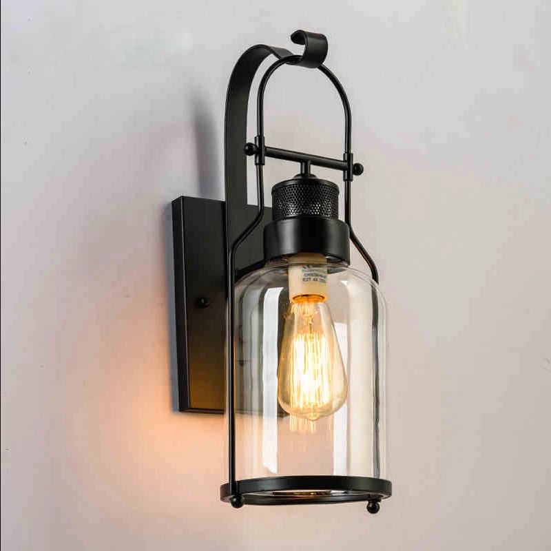 Bedroom Wall Light Hallway Wall Lights Balcony Glass Wall Lamp Black Wall Sconce - Image 3 of 4
