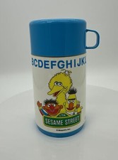 Vintage Aladdin Thermos Sesame Street Children  s Lunch Big Bird Bert Ernie 80's