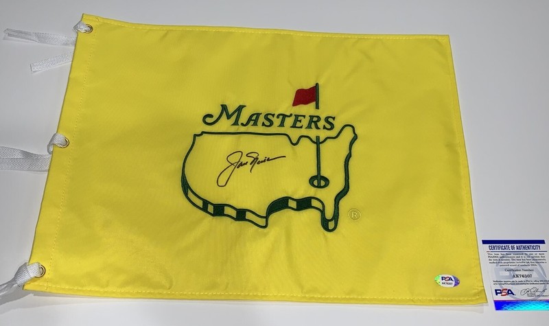 JACK NICKLAUS SIGNED UNDATED MASTERS PIN FLAG GOLDEN BEAR PROOF PSA COA 