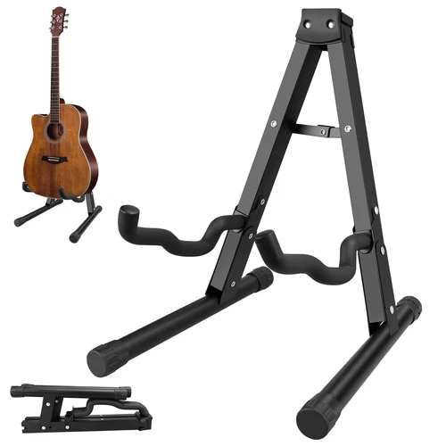 Guitar Stand A-Frame Folding Guitar Stand w/ Non-Slip Rubber and Foam Arms - Picture 2 of 9