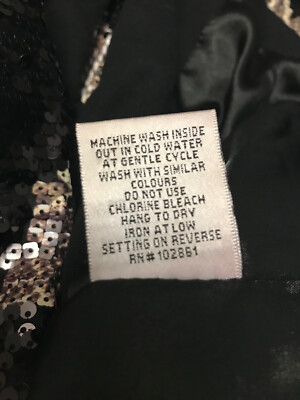ADORE Disco Bling Sequin Bomber Jacket Coat Black Beige Brown - SZ