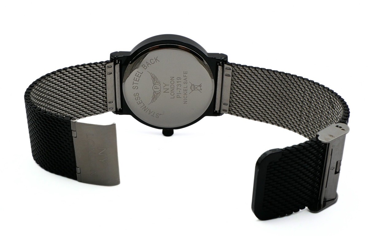 【新品・送料込】イネスエマーシャル ケープ 36黒 NY LONDON Black and Black face Men's Fashion Metal Mesh