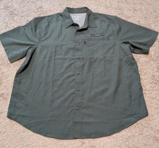 Eddie Bauer Tech Woven Short Sleeve Button-Up Shirt Mens Sz XXL Vented Green