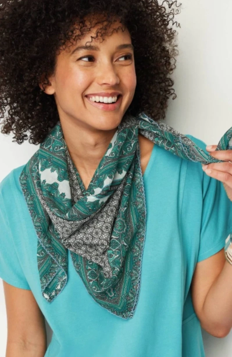 J.Jill ~ NEW Very Pretty Patchwork-Printed Square Scarf ~ NWT(1E5)