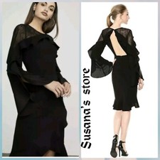 NWT BCBG MAXAZRIA SIZE 8 Delaney Lace-Inset Open-Back Black Dress MSRP 338