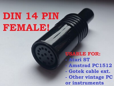 Connector 14 pin DIN14 female Atari ST floppy Amstrad PC1512 Gotek solder pins