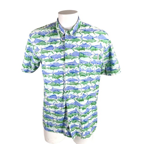 Chemise Columbia PFG Femme – Taille M – Bleu à Pois – Manches Longues