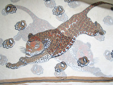 Vintage BURMEL Leopards  Paws Vinal Sheer Scarf Hand Rolled Japan 15x43"