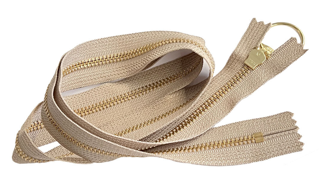 YKK #5 Brass Metal Zipper with U-TPYE Ring Pull 573-Beige YKK #5 Brass Metal Zipper with U-TPYE Ring Pull 573-Beige