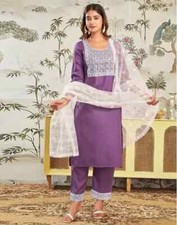 Indian Pakistani Salwar Kameez Cotton Blend Kurti Set Women Top Tunic Party Wear