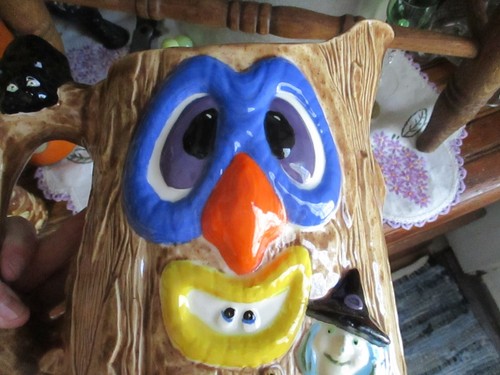 Vintage 1984 Halloween Baumstamm 3 Quart KRUG~ALBERTAS FORM INKL. KATZE~HEXE~EULE~ETC - Bild 5 von 15